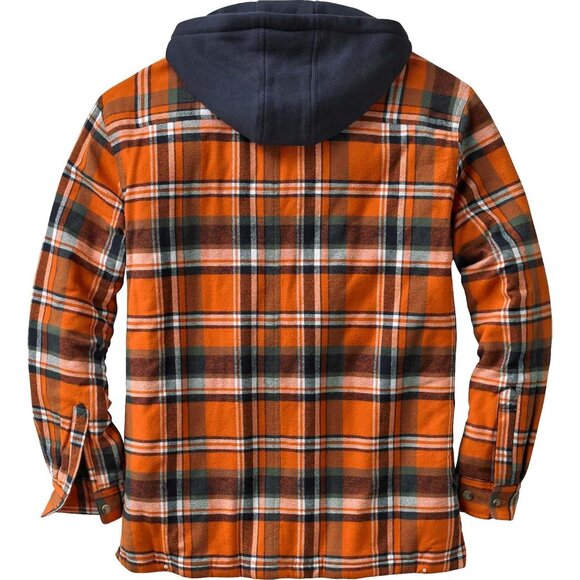 Mens Tomahawk Plaid Flannel Shirt Jacket Quilted Hooded Insulated Winter Coat - Picture 2 of 5